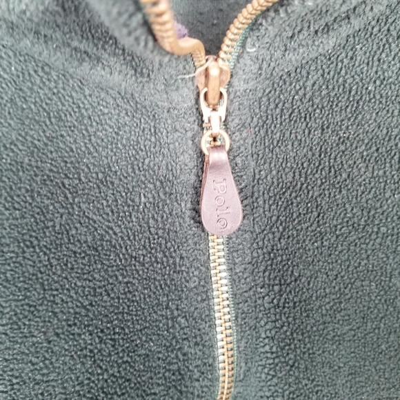 Vintage 90s Polo Ralph Lauren fleece pullover quarter zip XL forest green - Picture 3 of 6